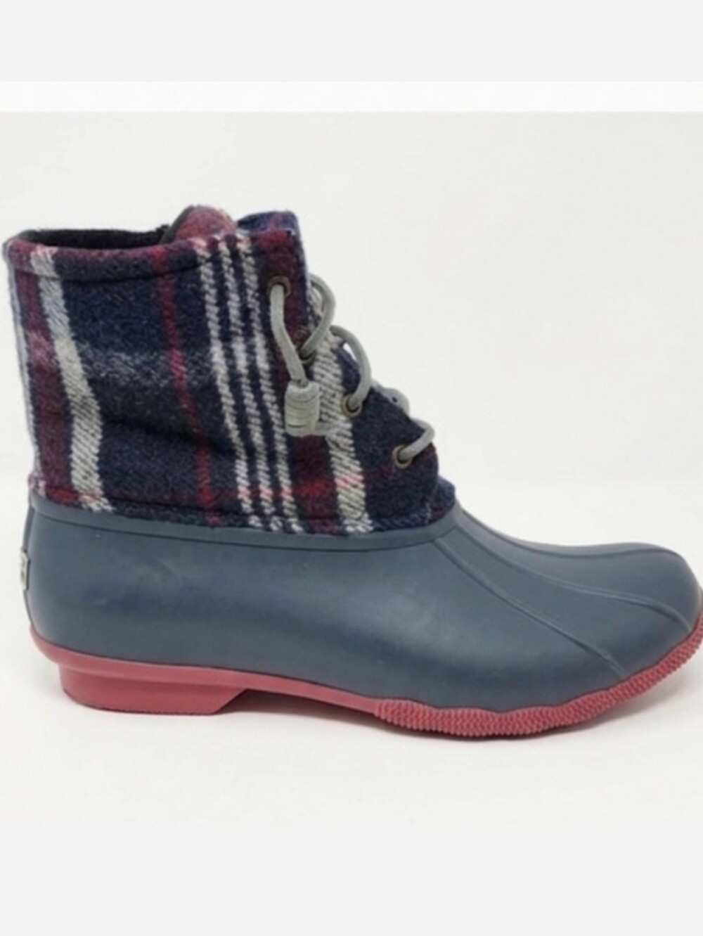 Sperry Topsider plaid wool and rubber duck boots Waterproof Boots Womens size 10